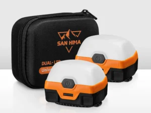 San Hima 2x Camp Light Dual Colour LED Lantern with Inbuilt Lithium Battery