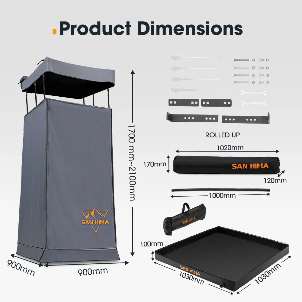 San Hima Awning Shower Tent Fold-Out Instant Ensuite Built-in LED Camping Change - Image 12